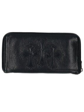 Chrome Hearts Rec Zip Round Zip Leather Wallet